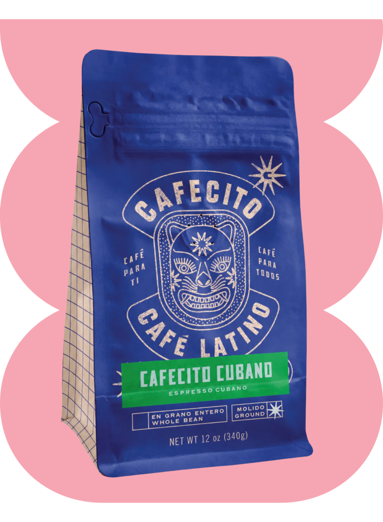 Cafecito Cubano espresso coffee bag with blue packaging and Cuban-style coffee blend branding